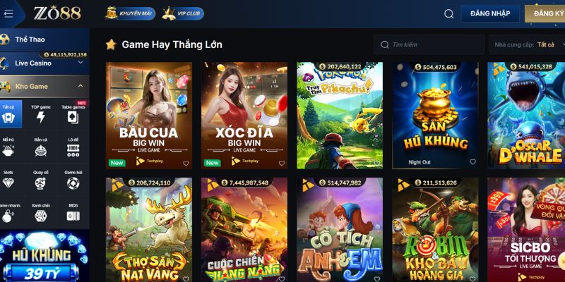 ZO88 công bố những sảnh game hot nhất 2025